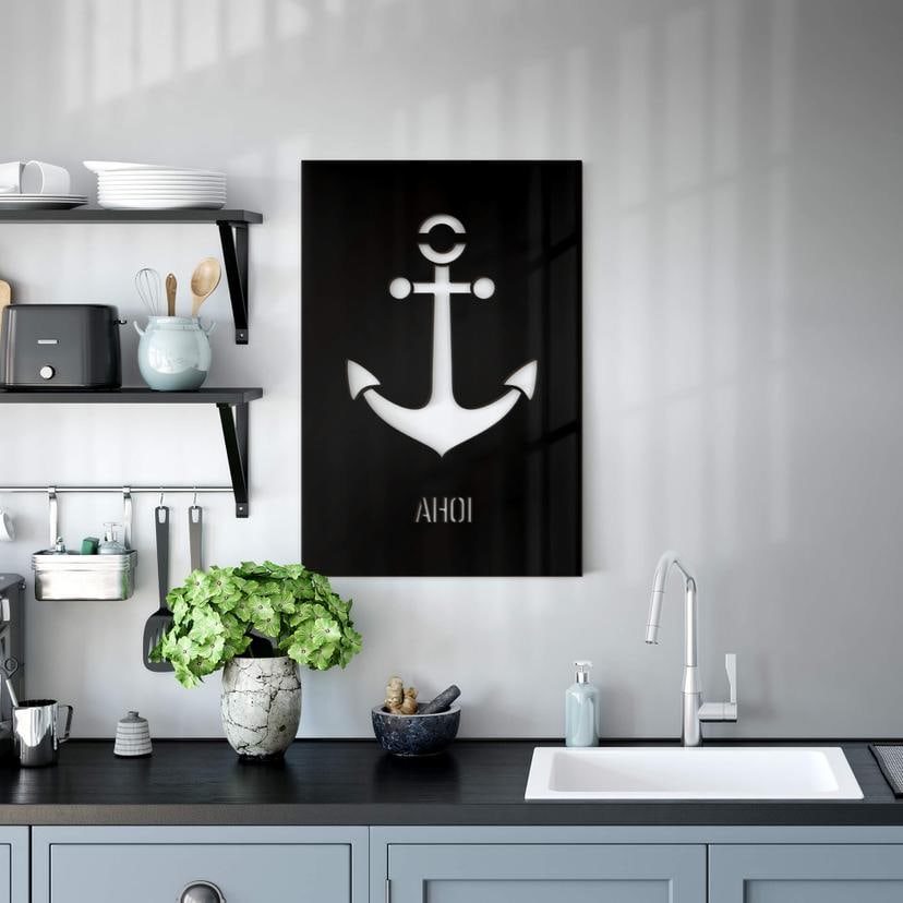 Décoration en verre acrylique - Ahoi avec ancre