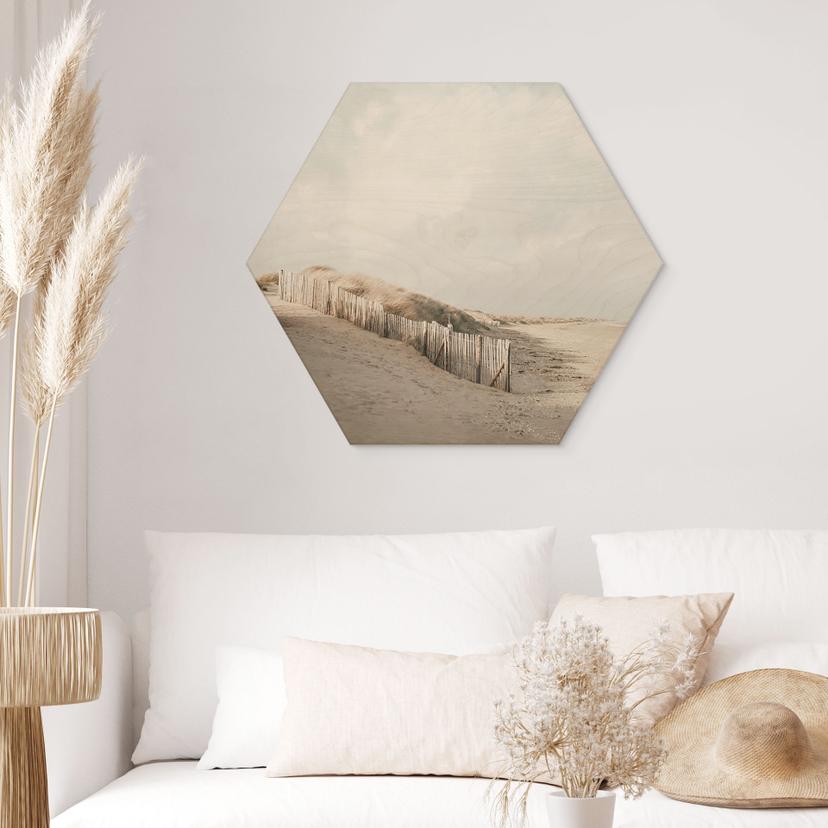 Hexagon Holzbild Dünenlandschaft an der Nordsee - Annie