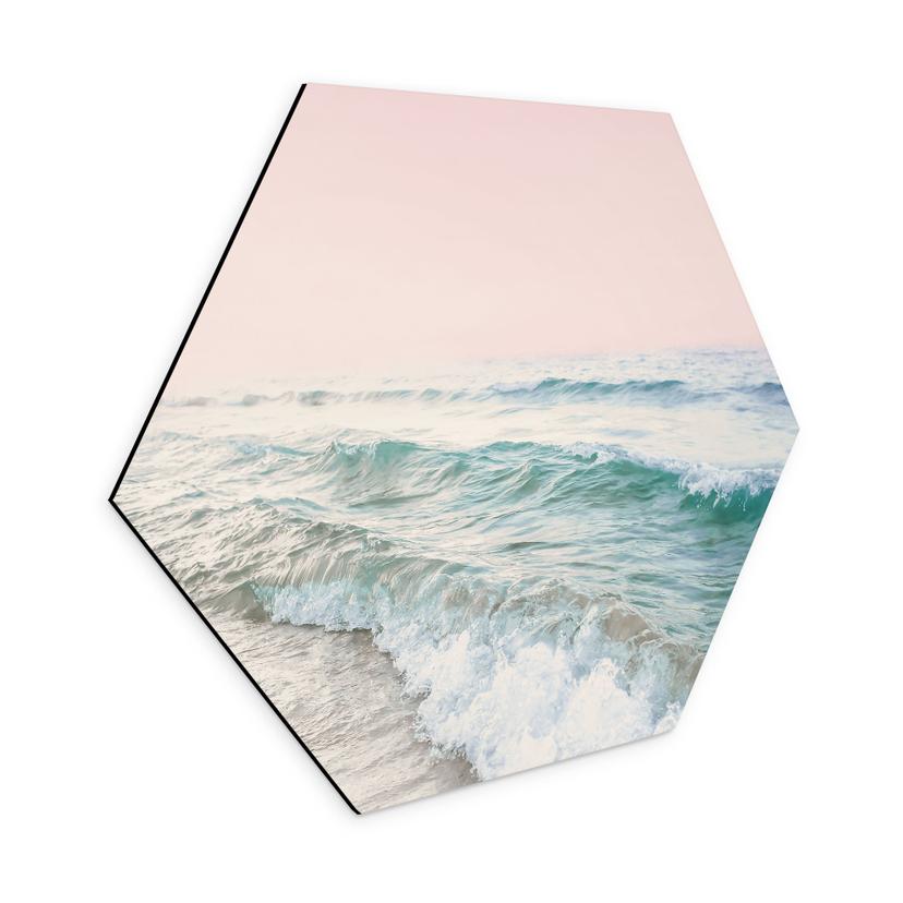 Hexagon Dibond Lyserød himmel over havet - Sisi & Seb