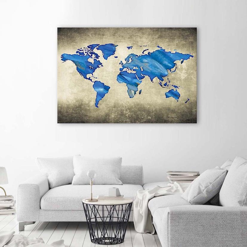 Stampe su tela, Mappamondo blu