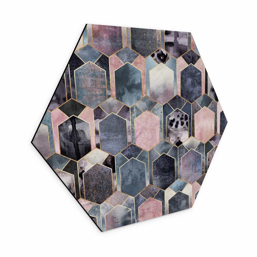 Hexagone - alu-Dibond Fredriksson - Art déco - Rêve en rose et or