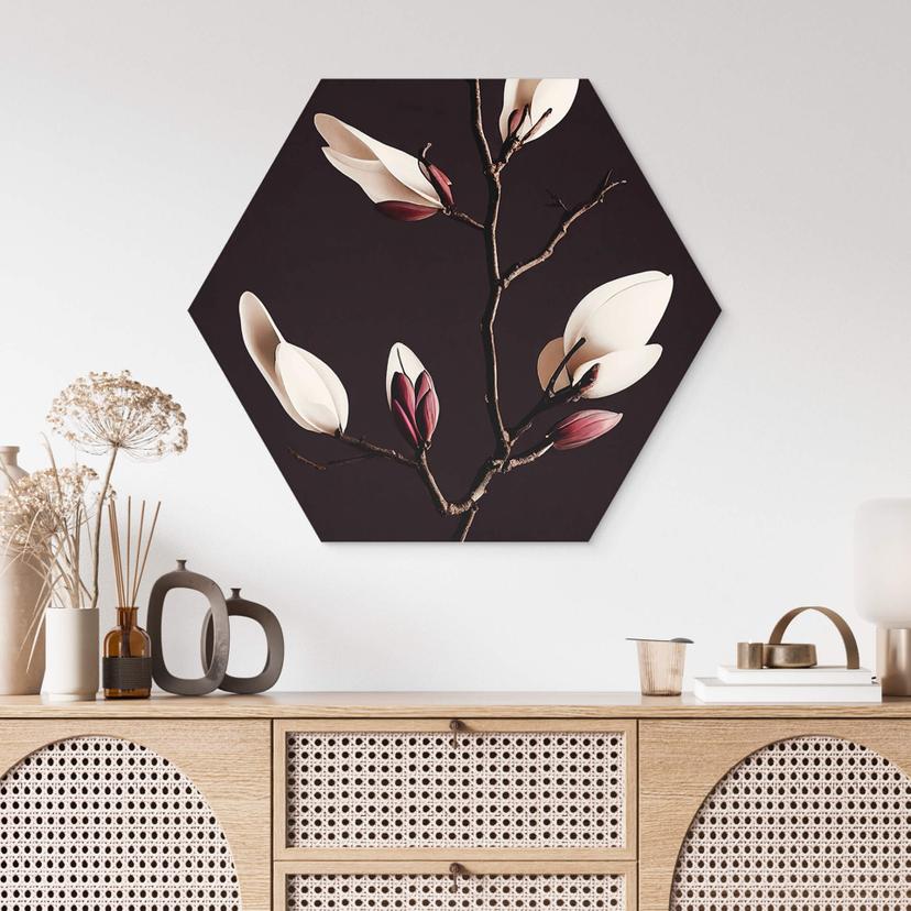 Hexagon Dibond Treechild - Magnolia Blossoms