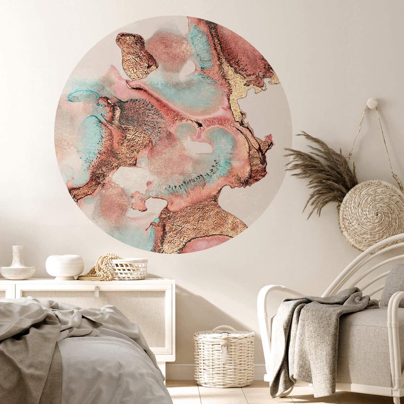 Fredriksson Wallsticker - Gyldent blæk med nuancer i rosé - Rund