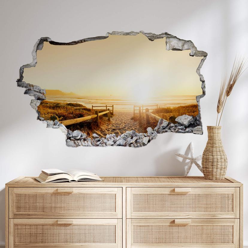 3D Wallsticker Solnedgang på stranden