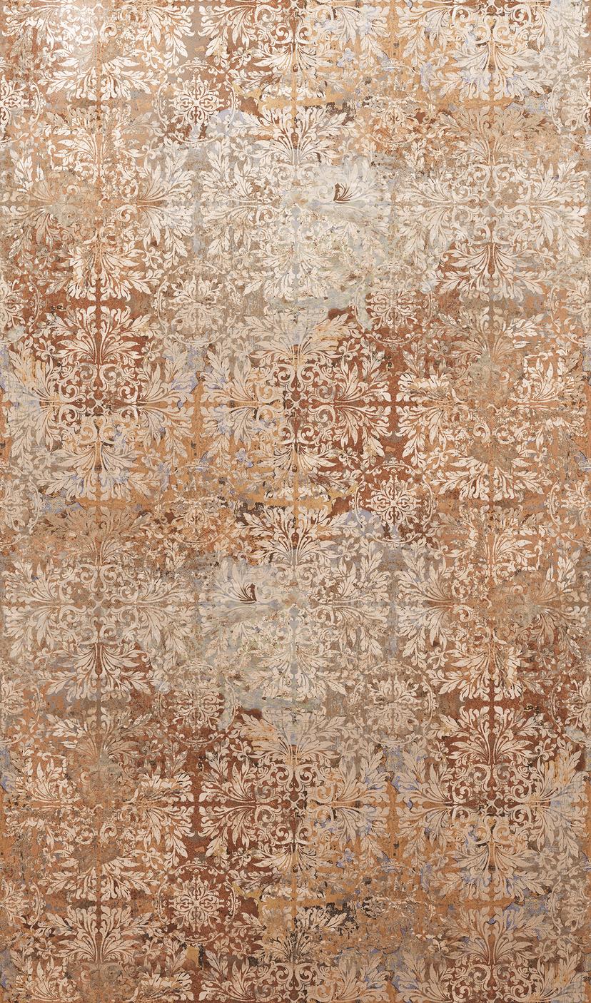 Carta da parati stile vintage Carta da parati beige, rossa, ornamentale 2,70 x 1,59 m