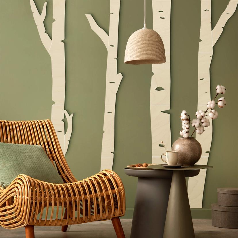 XXL panel mural de madera bosque de abedules (4 piezas) - álamo