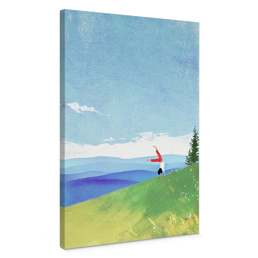 Canvasbillede Bjergeng med udsigt - Rivers
