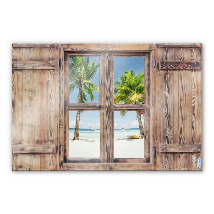 Glasschilderij Trompe L'oeil - Hangmat