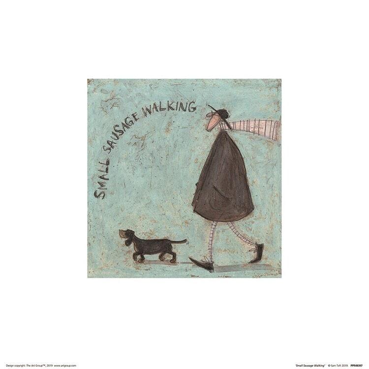 Plakat Sam Toft - Small Sausage Walking kunsttryk, Sam Toft (30 x 30 cm)