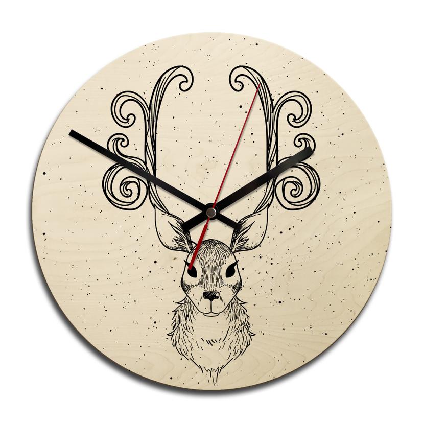 Horloge murale en bois - Cerf