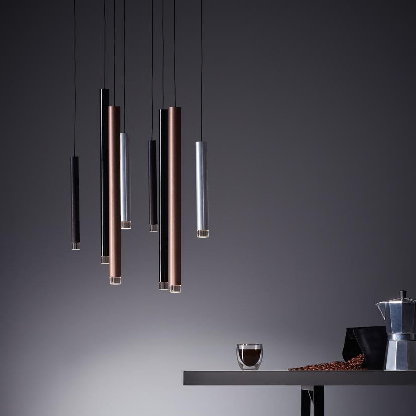 Pendelleuchte Eddy, braun, 180 x 40 cm, Metall