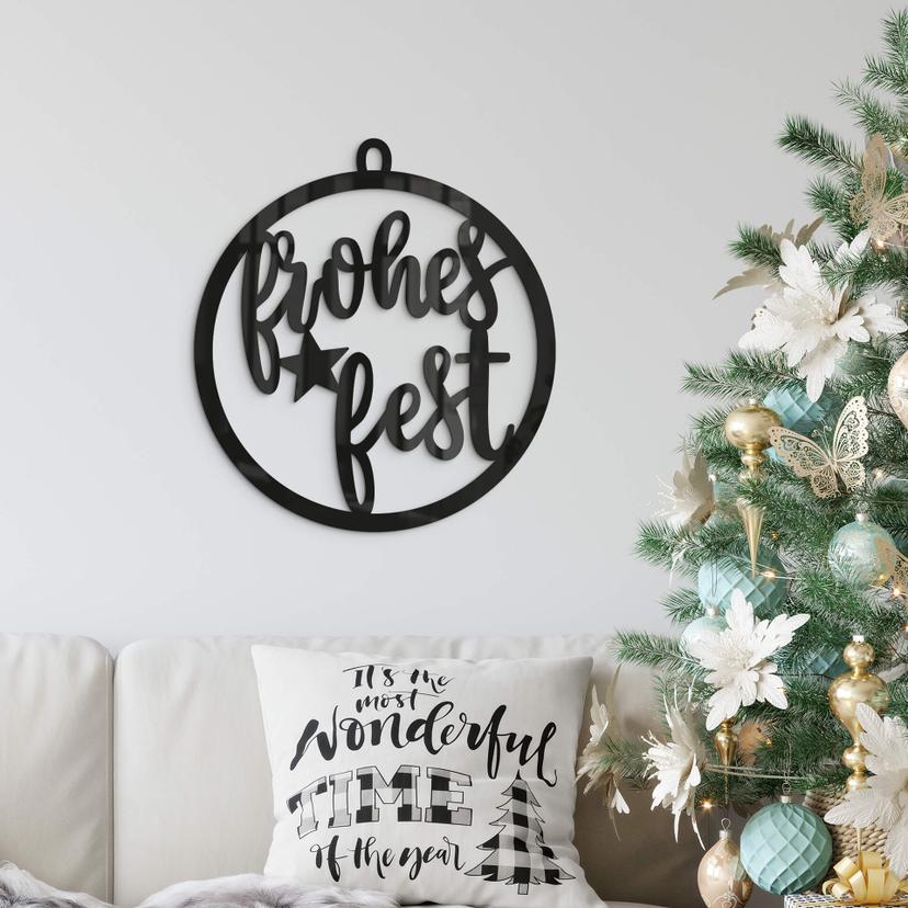 Decoración navideña de pared - Adorno navideño Feliz Navidad - Decoración acrílica