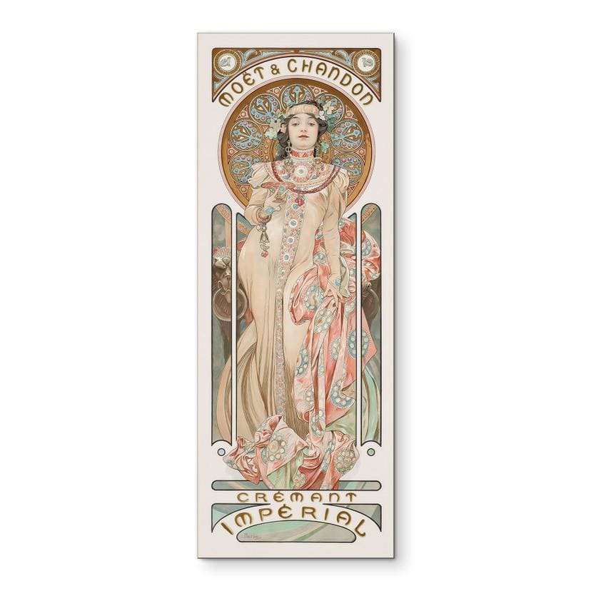 Billede Mucha - Moët and Chandon: Dry Imperial panorama – print på aluminium