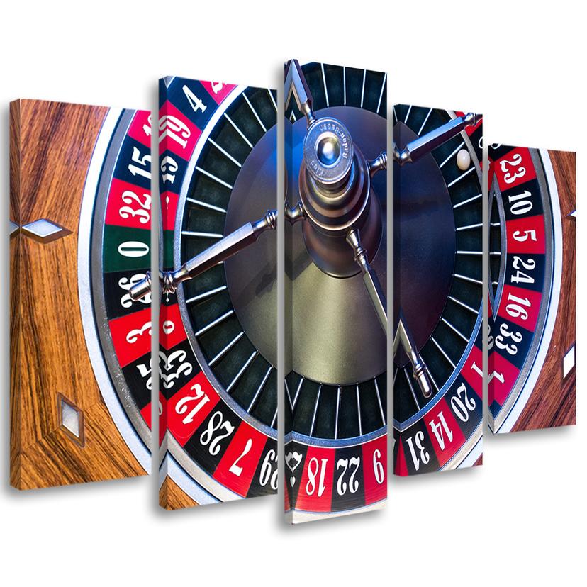 Stampa su tela 5 pezzi, gioco d'azzardo alla roulette