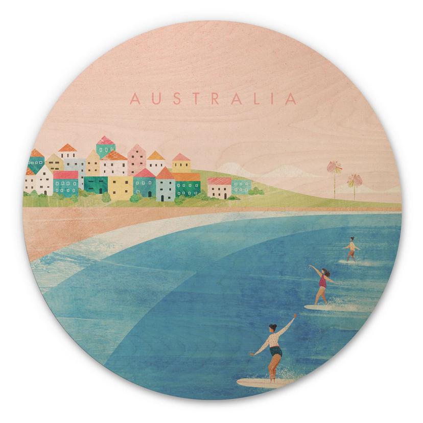 Væg cirkel træ Surfing på Australiens kyst - Rivers