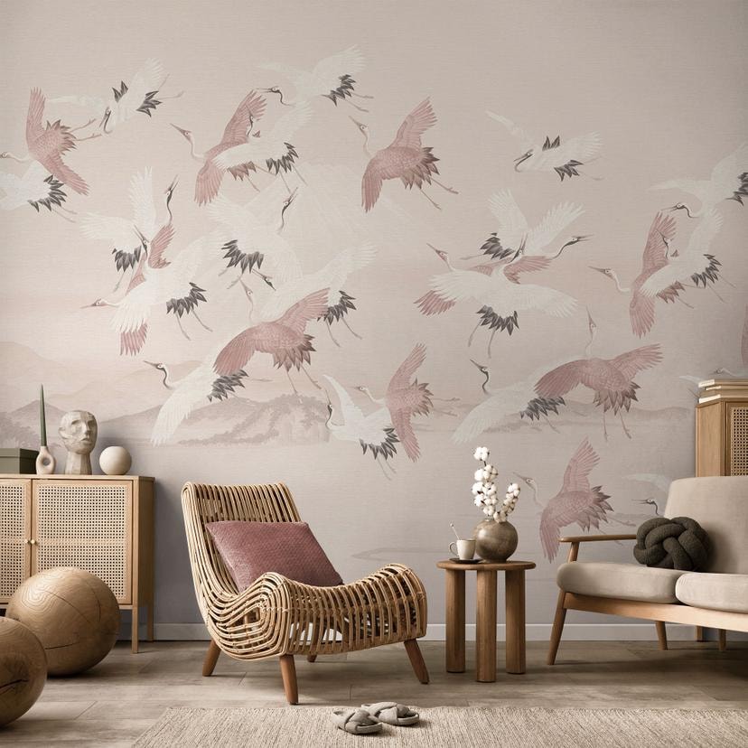 Fotomural Pájaros Grullas sobre el lago - Bloomery Decor
