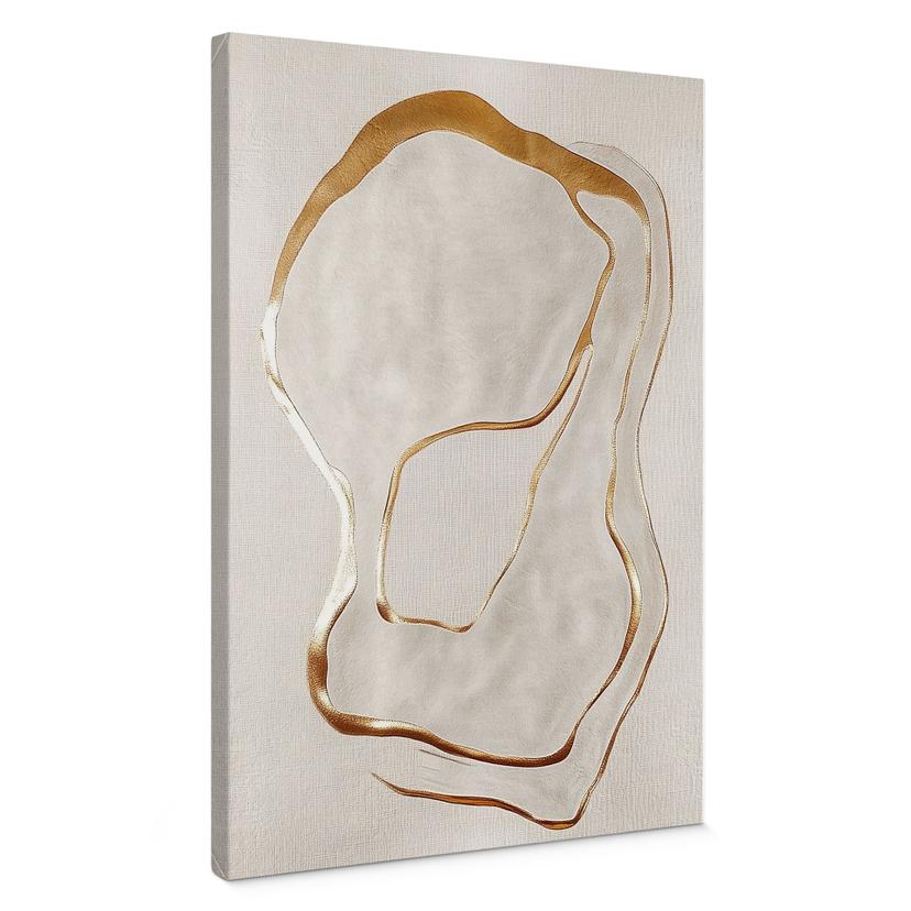 Canvasbillede Abstrakt linjekunst i guld og beige - Alma
