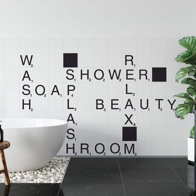 Wallsticker - Krydsord - Bathroom