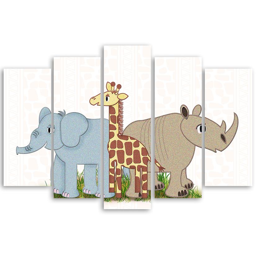 Stampa su tela 5 parti, animali