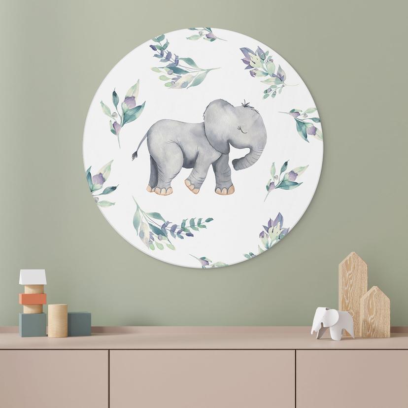 Decorazione murale in Dibond Un simpatico elefantino tra rami boho - UN Designs