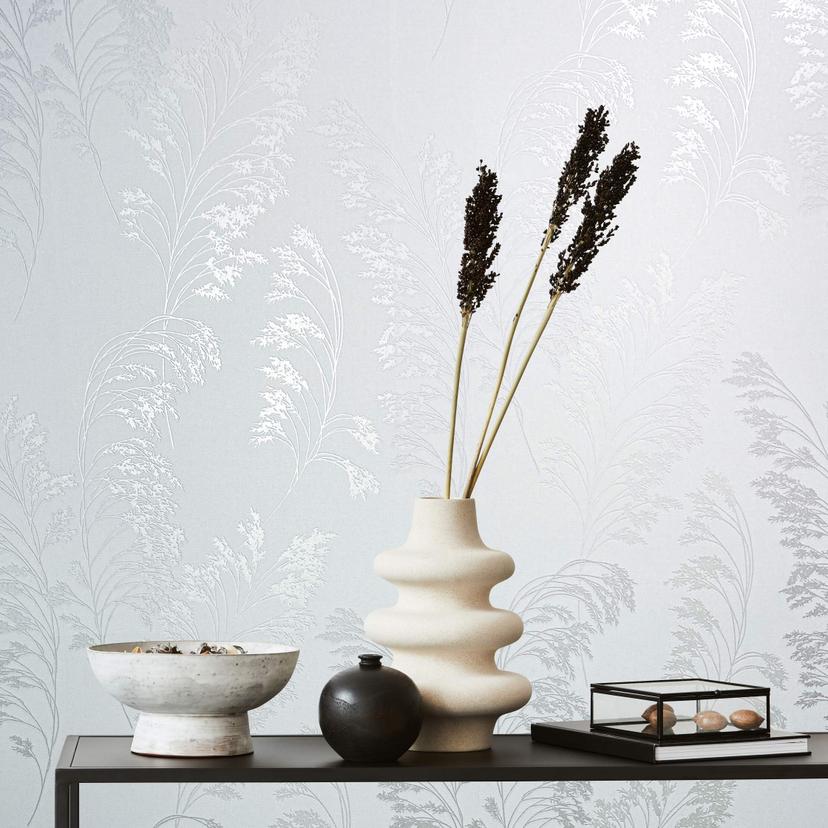 Blomstertapet, non-woven Novamur Jackie hvid, perle