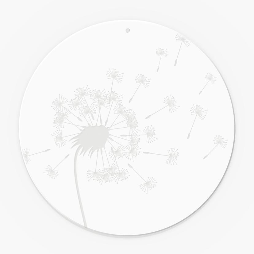 Quadro in vetro acrilico, immagine per finestra da appendere Dandelion - rotondo