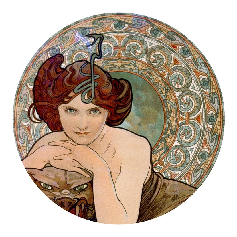 Adesivo murale Mucha - Smeraldo - tondo