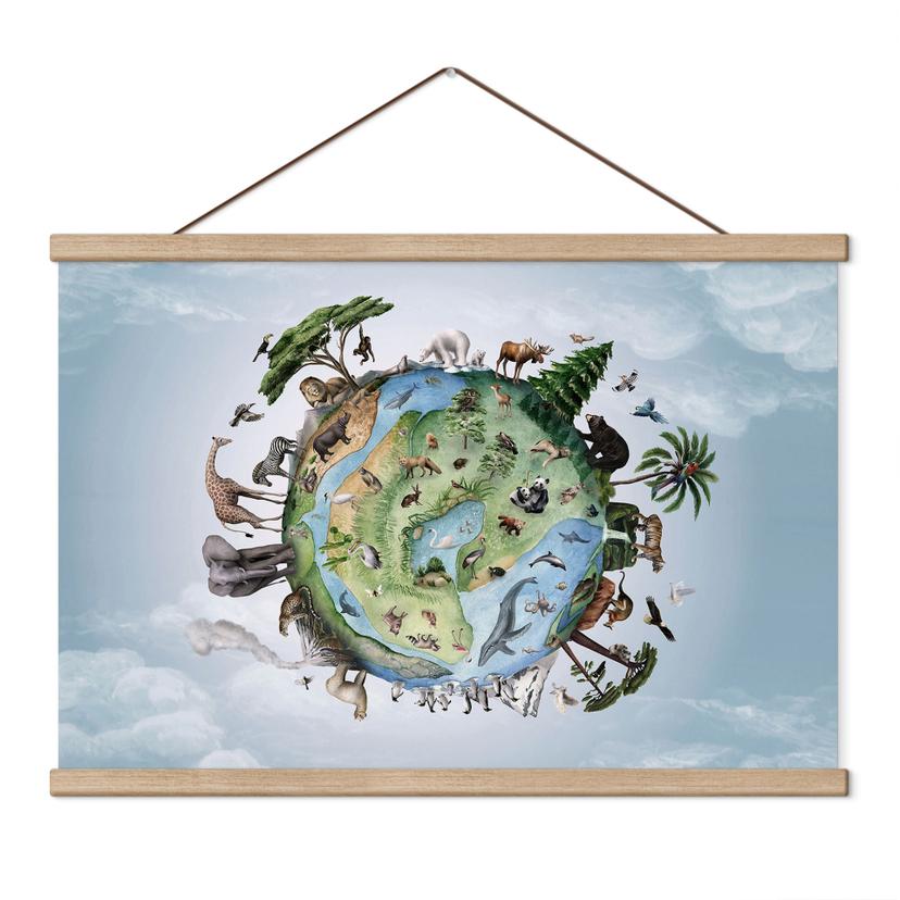 Kinderkamer Textielposter Wereld van de dieren - Kikki Belle