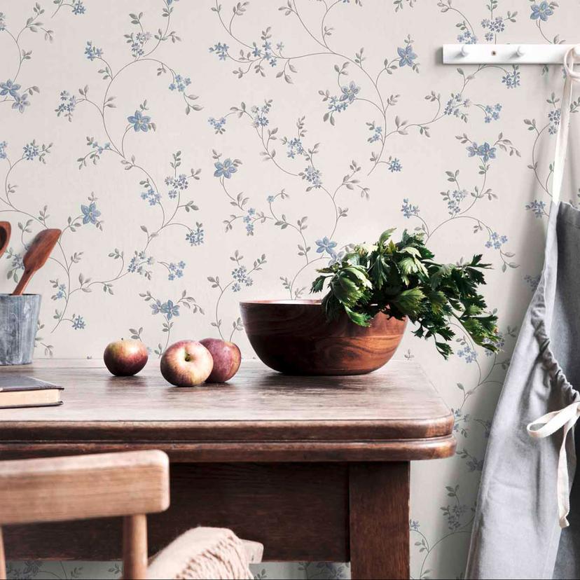 blomstret tapet cremegrå - non-woven tapet country house A.S. Création - mat lys struktur