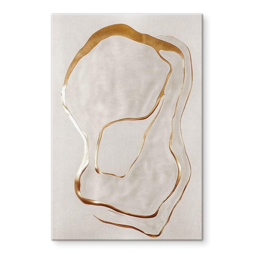 Akrylbillede Abstrakt linjekunst i guld og beige - Alma
