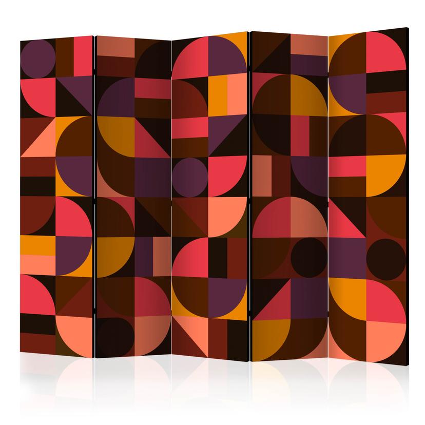 Divisorio per sala - Mosaico geometrico (rosso), 3 pezzi