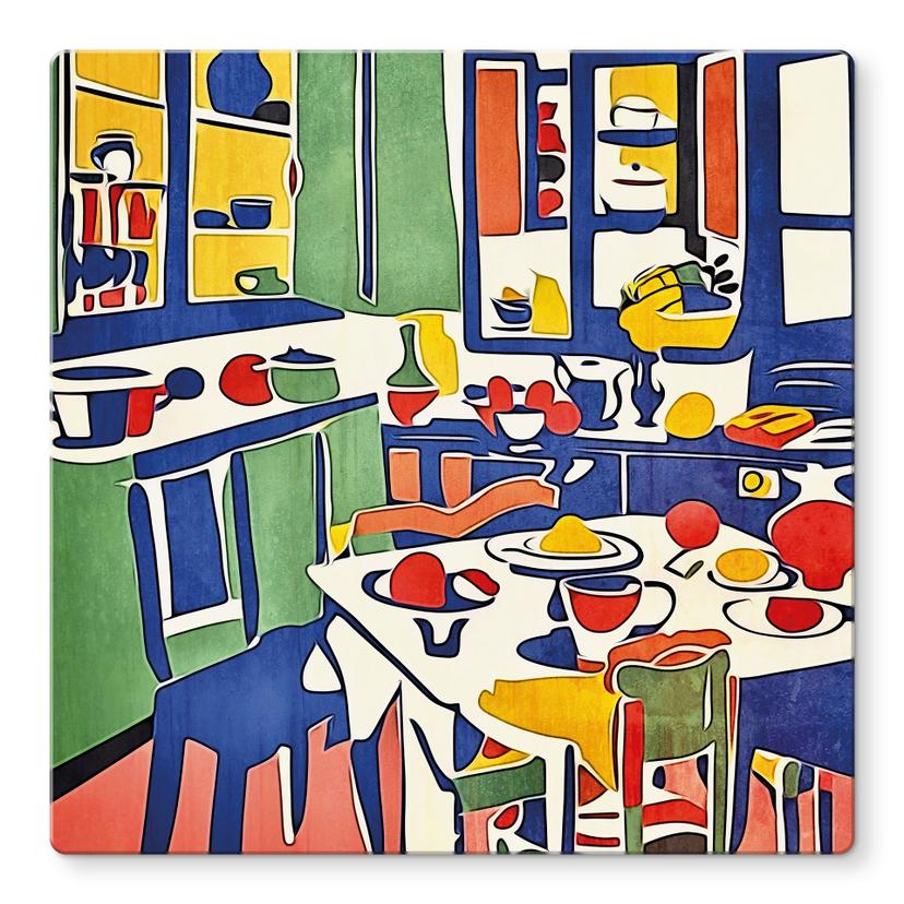 Glasbillede - I køkkenet - Inspireret af Matisse - Zamart