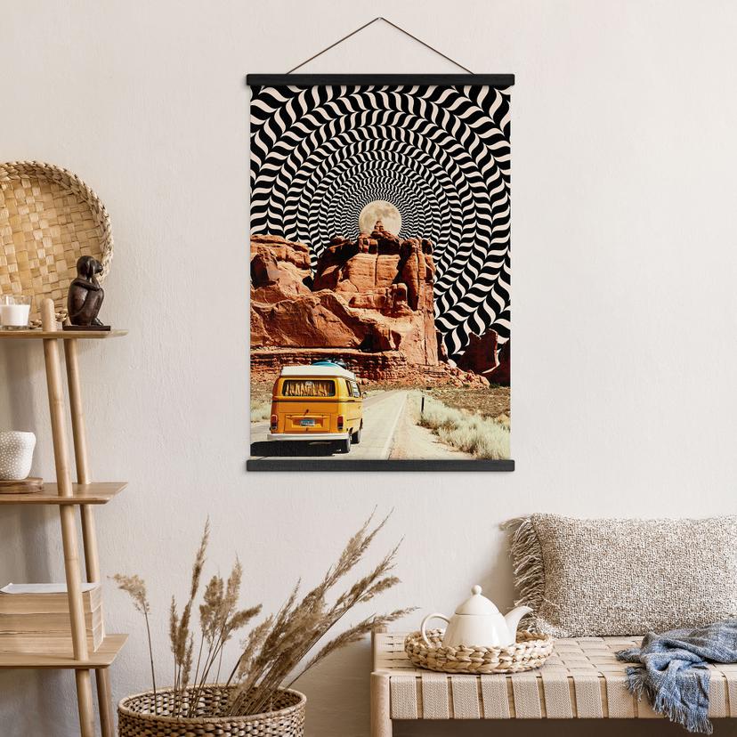 Poster tessile Viaggio in auto - Viaggio sulla luna - Taudalpoi