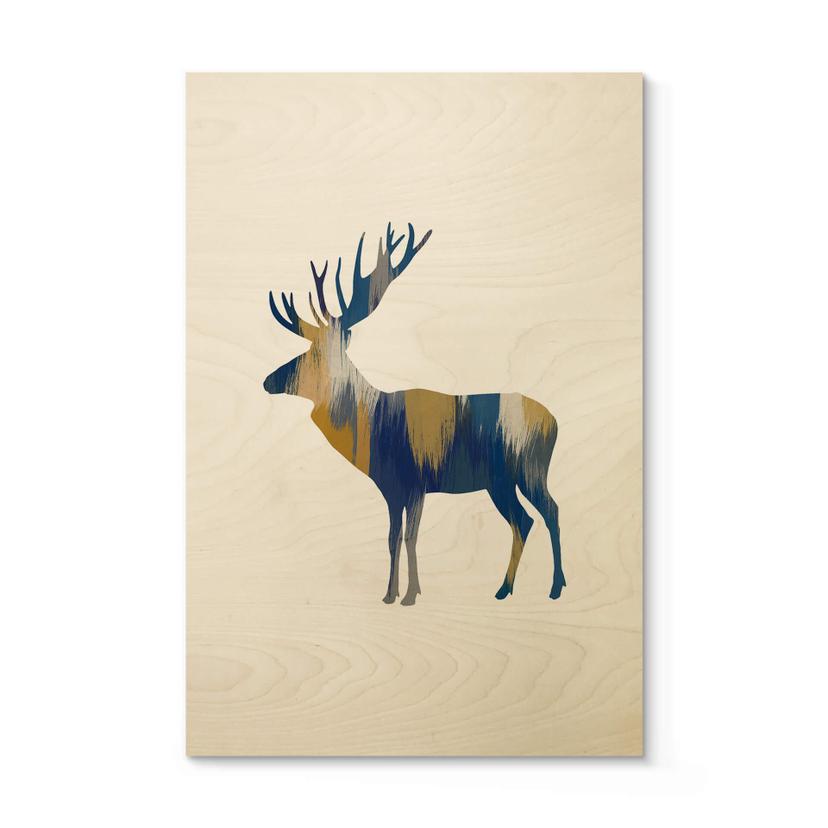 Cuadro de madera Orara Studio - Alce Azul y Amarillo