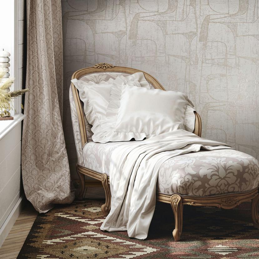 Non-woven tapet i beige glossy Geometriske former Grafisk moderne