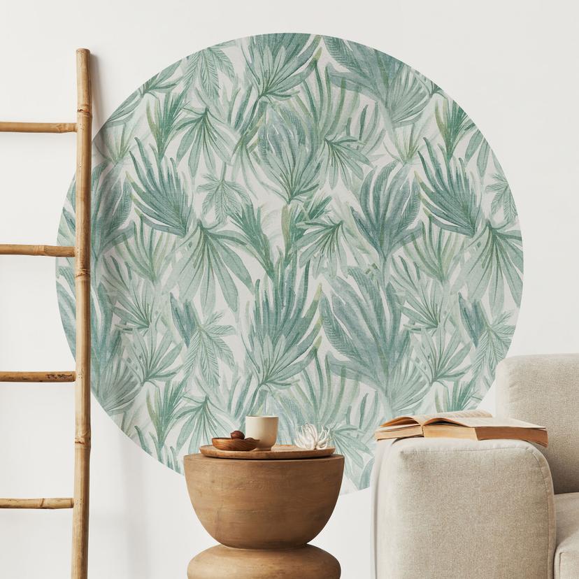 Vinilo decorativo de hojas de palmera en la selva - Bloomery Decor - Redondo