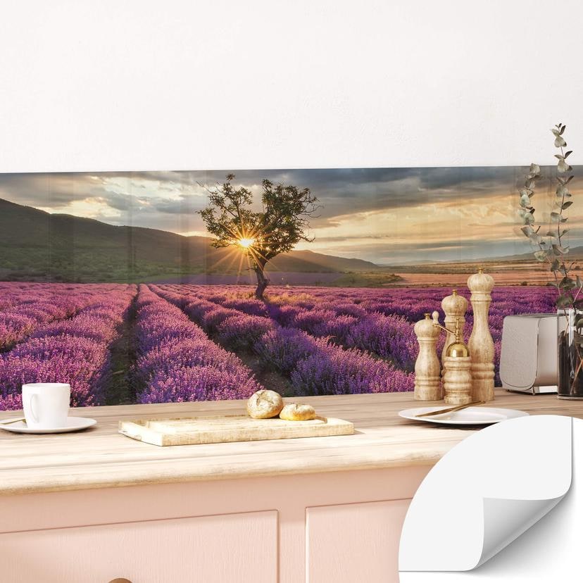 Salpicadero de cocina autoadhesivo Flor de lavanda en Provenza