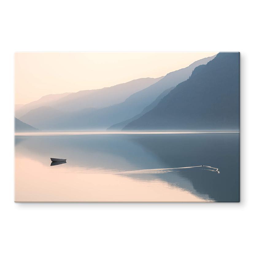 Tableau sur verre Davidsson - Lac et montagnes en harmonie pittoresque