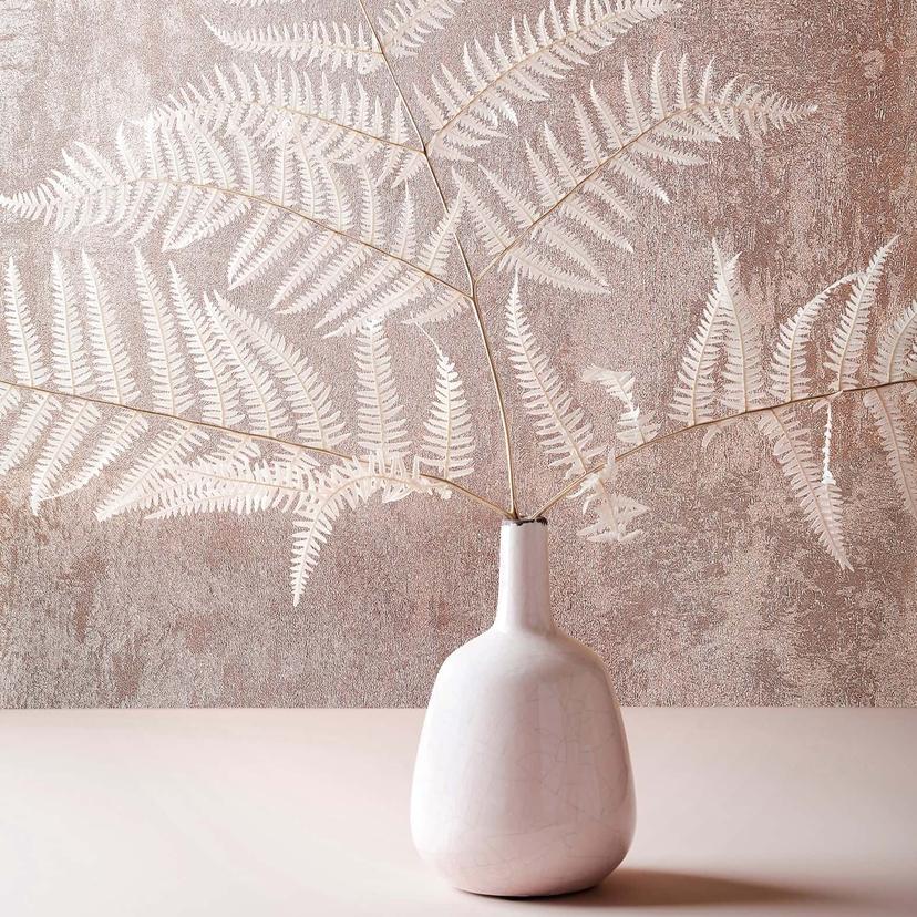 Papel pintado no tejido aspecto hormigón aspecto metal moderno brillante en rosa-marrón