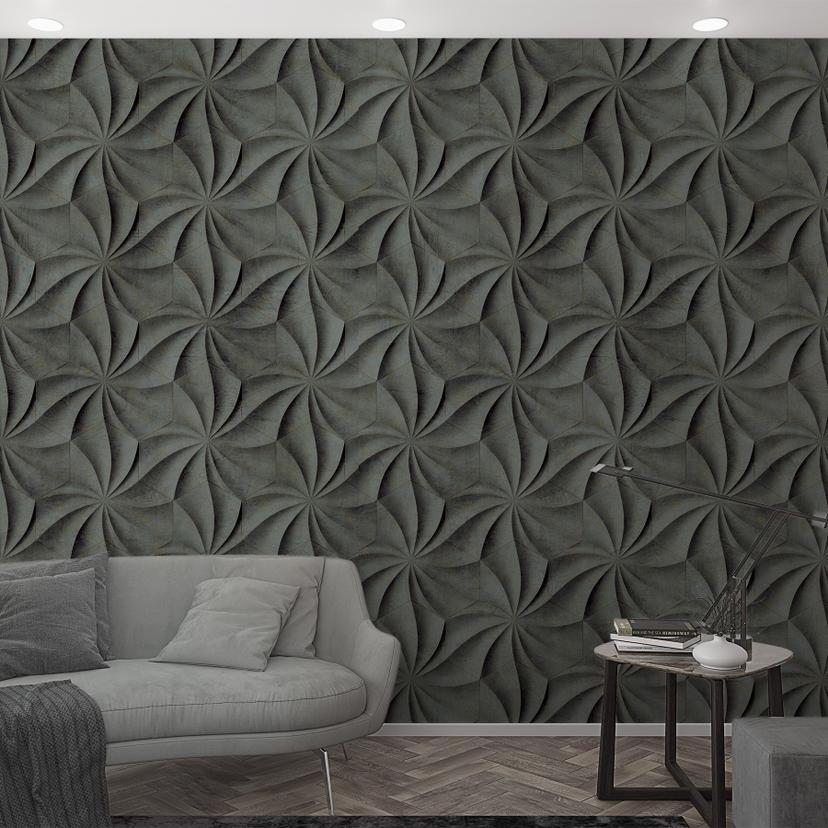 Klassisk 3D-tapet Antracit, Grafisk 2,70 x 1,59 m