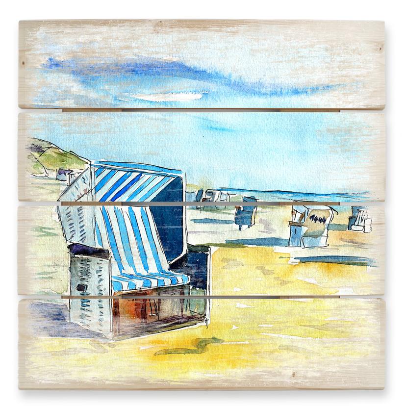 Cuadro de madera Bleichner - Playa de Sylt - 40x41,5 cm