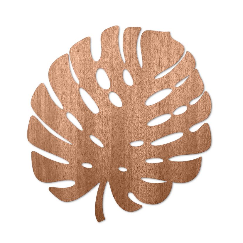 Décoration murale en bois acajou - Feuille Monstera 02