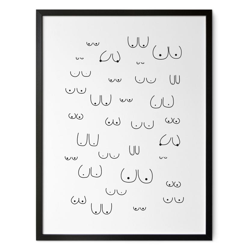 Sort-hvid plakat Line Art - Kvindelighedens mangfoldighed - Kerr-Dineen