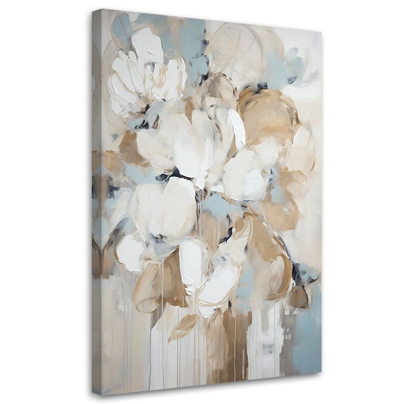 Canvasbillede, Beige malede blomster