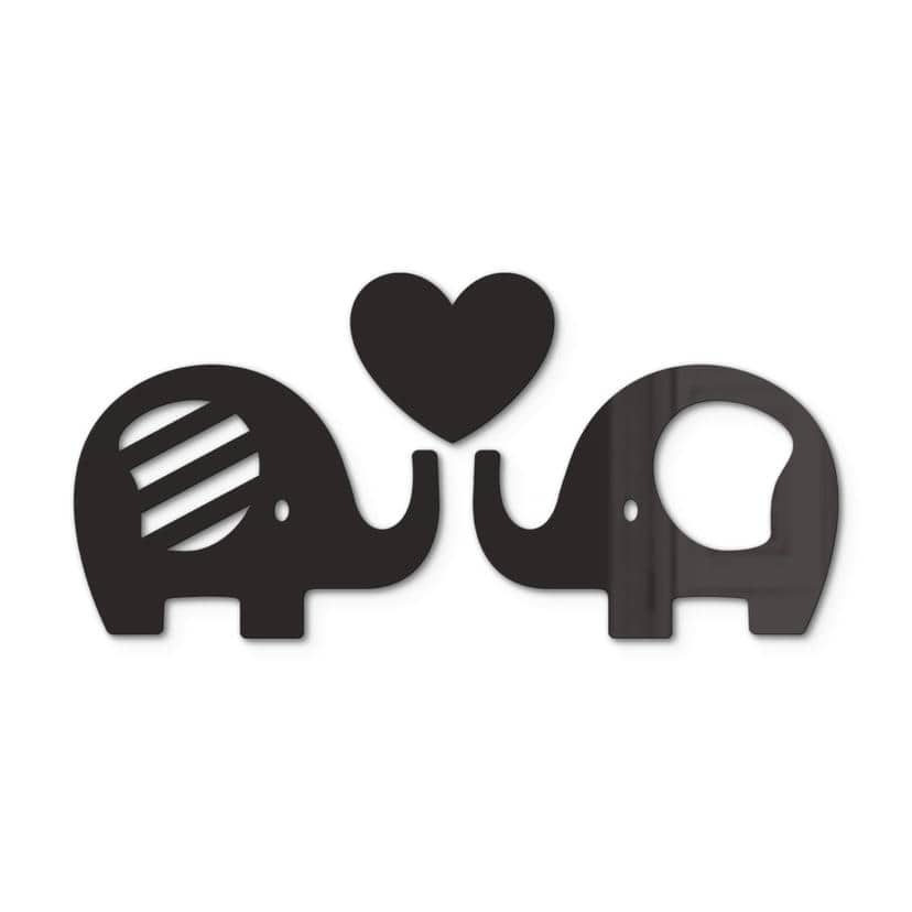 Akryl dekoration elefant med hjärta (3 delar)