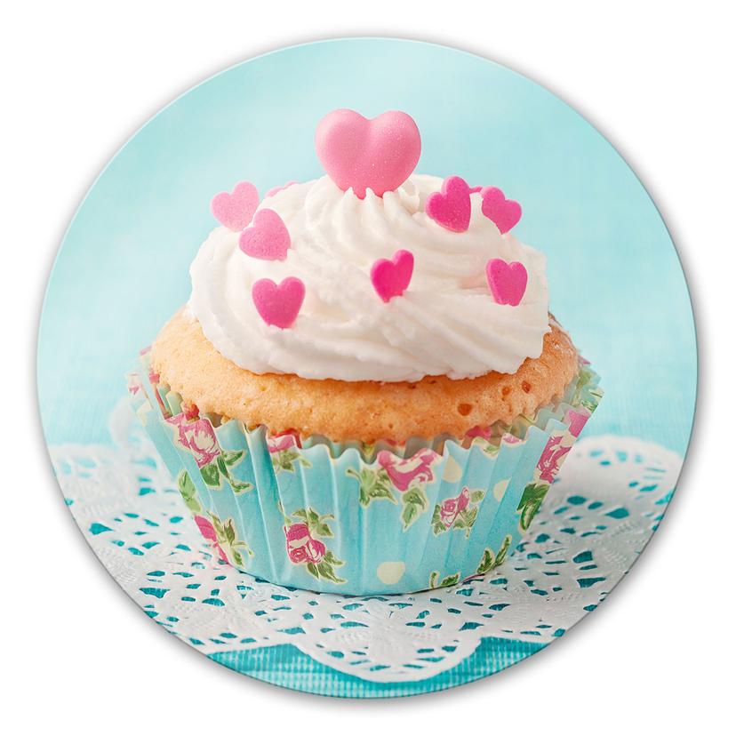 Stampa su vetro - Cuori su pasticcino - tondo