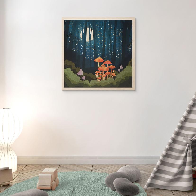 Stampa su legno Foresta e stelle di notte - SpaceFrog Designs