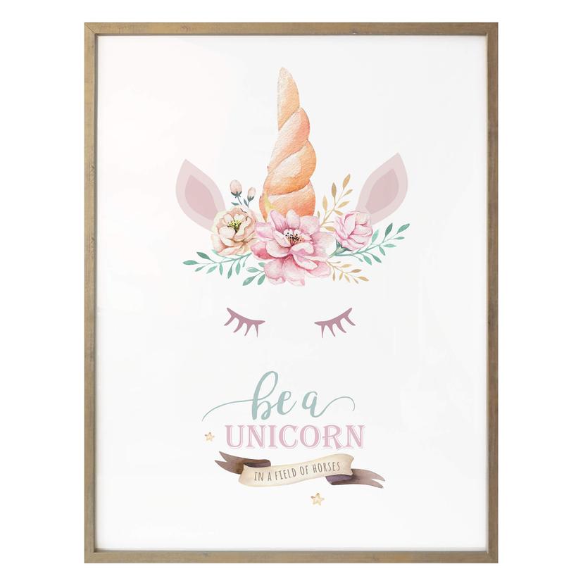 Póster Kvilis - Ser un unicornio en un campo de caballos - Unicornio con pestañas