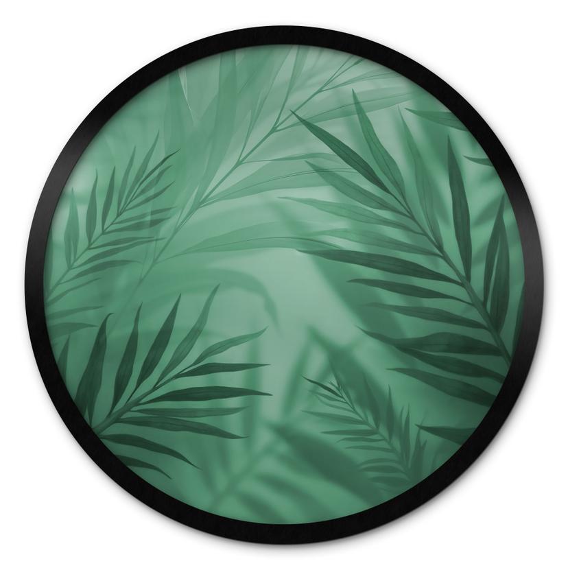 Póster de hojas de palmera verdes - Redondo
