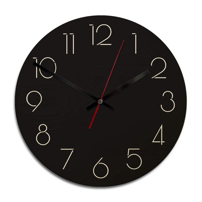 Horloge murale en bois - Moderne noire avec chiffres